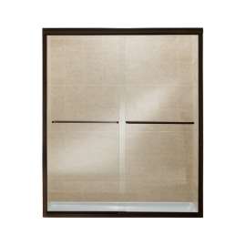 54.625-in to 59.625-in W x 70.0625-in H Frameless Sliding Shower Door in Deep Bronze with Clear Glass
