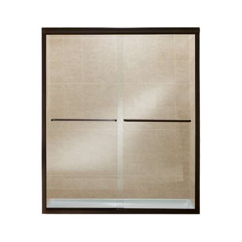 54.625-in to 59.625-in W x 70.0625-in H Frameless Sliding Shower Door in Deep Bronze with Clear Glass