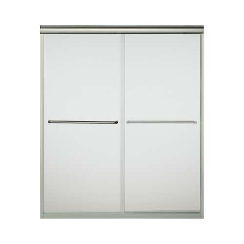 54.625-in to 59.625-in W x 70.0625-in H Frameless Sliding Shower Door in Nickel with Frosted Glass Pattern