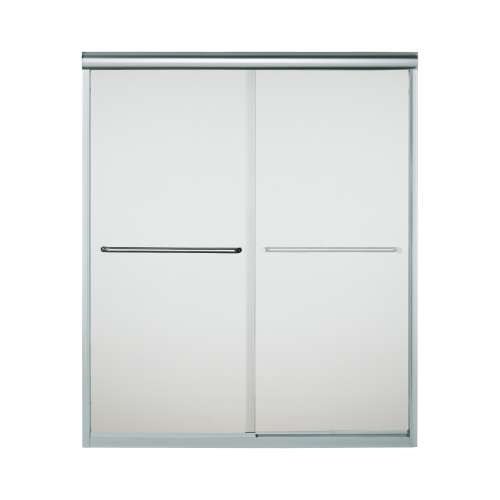54.625-in to 59.625-in W x 70.0625-in H Frameless Sliding Shower Door in Silver with Frosted Glass Pattern