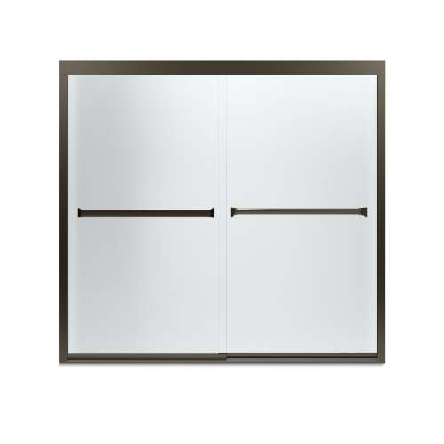 59.37-in x 55.12-in Frameless Bathtub Door in Deep Bronze with Frosted Glass Pattern