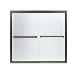 59.37-in x 55.12-in Frameless Bathtub Door in Deep Bronze with Clear Glass