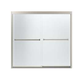 59.37-in x 55.12-in Frameless Bathtub Door in Nickel with Frosted Glass Pattern