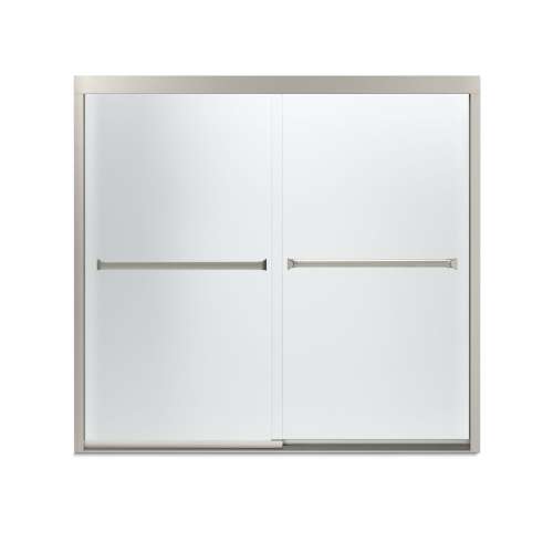 59.37-in x 55.12-in Frameless Bathtub Door in Nickel with Frosted Glass Pattern