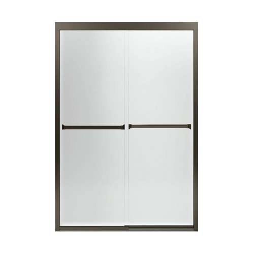 42.62-in to 47.62-in W x 69.68-in H Sliding Shower Door in Deep Bronze with Frosted Glass Pattern