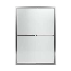 42.62-in to 47.62-in W x 69.68-in H Sliding Shower Door in Silver with Frosted Glass Pattern