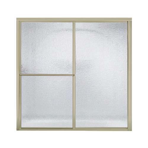 Deluxe 59.38-In X 56.25-In Framed Alcove Shower Door With Rain glass texture Glass