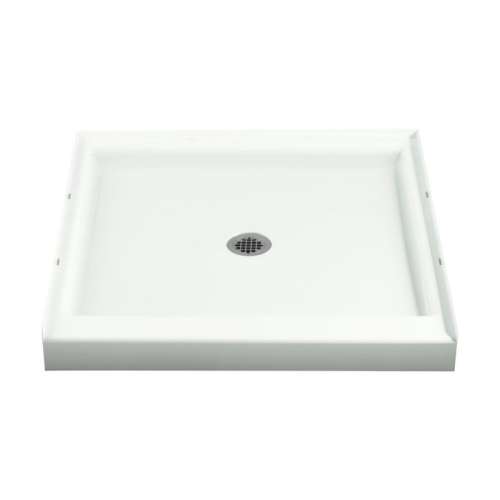 Shower Base 36-in L x 36-in W with Center Drain in White