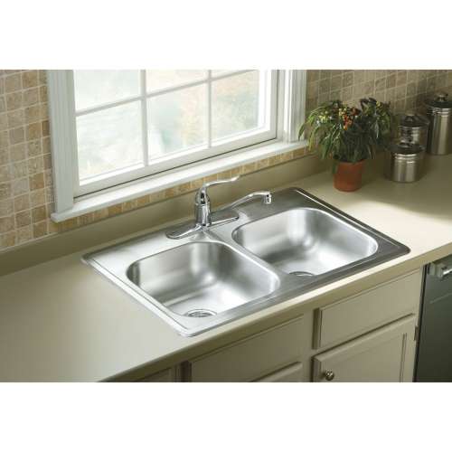 Middleton 33-in. Double Bowl Drop-in 20 Gauge Stainless Steel Kitchen Sink