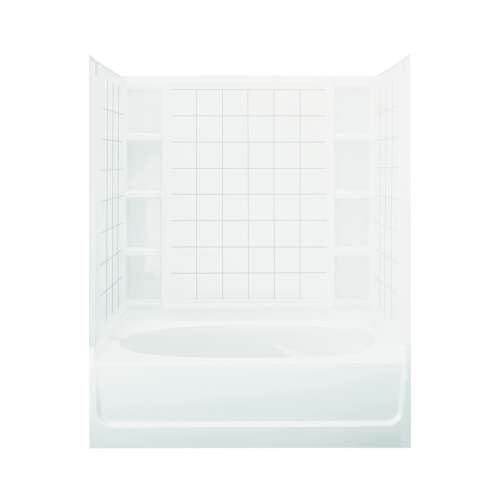 72-in x 36-in x 60.25-in Vikrell Oval in Rectangle Skirted Bathtub with Left-Hand Drain and Wall Surround
