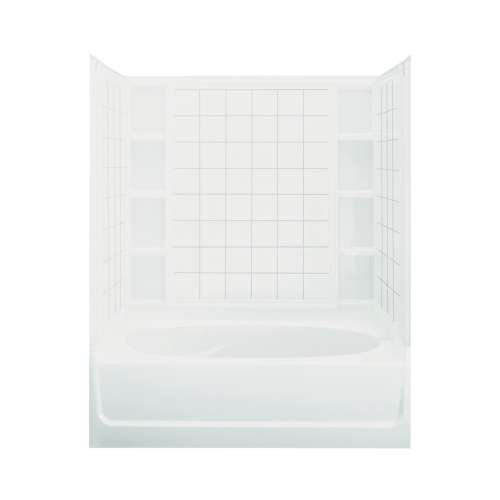 72-in x 36-in x 60.25-in Vikrell Oval in Rectangle Skirted Bathtub with Right-Hand Drain and Wall Surround