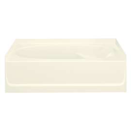 18.25-in x 36-in x 60.25-in Vikrell Oval in Rectangle Skirted Bathtub with Left-Hand Drain in Biscuit