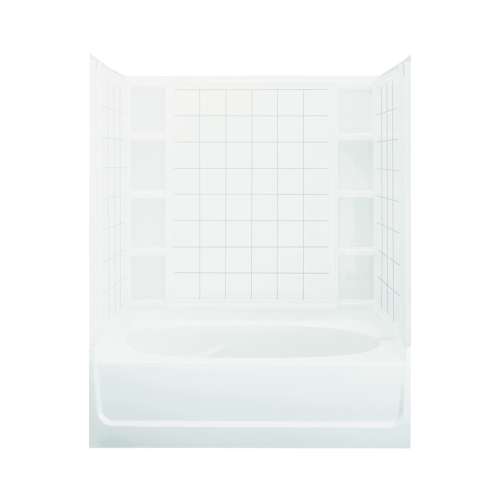 72-in x 42-in x 60.25-in Vikrell Oval in Rectangle Skirted Bathtub with Left-Hand Drain and Wall Surround