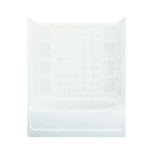 72-in x 42-in x 60.25-in Vikrell Oval in Rectangle Skirted Bathtub with Right-Hand Drain and Wall Surround