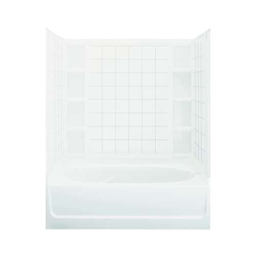 74.25-in x 42-in x 60.25-in Vikrell Oval in Rectangle Skirted Bathtub with Right-Hand Drain and Wall Surround