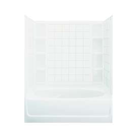 74.24-in x 42-in x 60-in Vikrell Wall and Floor 4-Piece Alcove Shower Kit with Bathtub in White