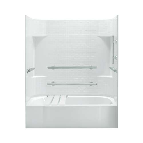 Accord 71140125-0 72-in x 30.5-in x 60.25-in Vikrell Rectangular Skirted Bathtub with Right-Hand Drain and Wall Surround in White