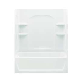 76-in x 32-in x 60.25-in Vikrell Rectangular Skirted Bathtub with Left-Hand Drain and Wall Surround in White