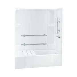 72-in x 30-in x 60-in Vikrell Wall and Floor 4-Piece Alcove Shower Kit with Bathtub in White