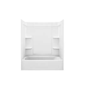 Ensemble 71320110-0 76.25-in x 60.25-in x 33.25-in Vikrell Wall and Floor 4-Piece Alcove Shower Kit with Bathtub in White