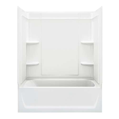 Ensemble 71320120-0 76.25-in x 60.25-in x 33.25-in Vikrell Wall and Floor 4-Piece Alcove Shower Kit with Bathtub in White