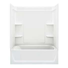Ensemble 71320126-0 76.25-in x 60.25-in x 33.25-in Vikrell Wall and Floor 4-Piece Alcove Shower Kit with Bathtub in White