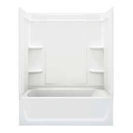 77-in x 60.25-in x 31.25-in Vikrell Wall and Floor 4-Piece Alcove Shower Kit with Bathtub in White