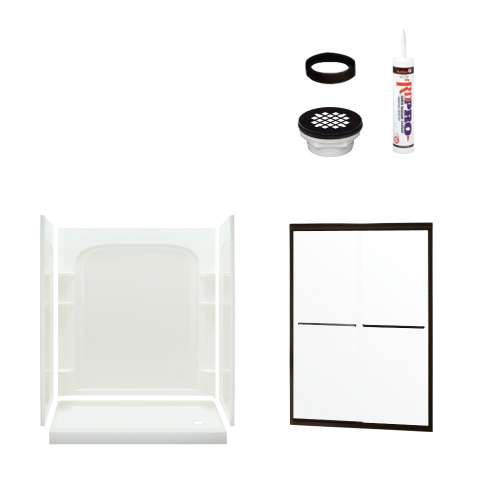 73.75-in x 60-in x 30-in Vikrell Wall and Floor 5-Piece Alcove Shower Kit in Deep Bronze with Clear Glass