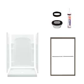 Ensemble Vikrell/Clear Glass 34-In X 75.75-In Alcove Shower Wall Base, And Door Kit