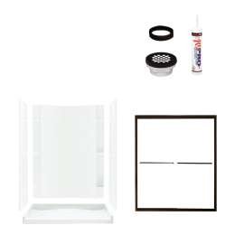 Accord Vikrell/Clear Glass 36-In X 77-In Alcove Shower Wall, Base, And Door Kit