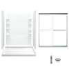 Store+ 7233-5475SC-0 60-in x 34-in Shower Base, Walls and Door Kit, in White/Chrome with Clear Glass