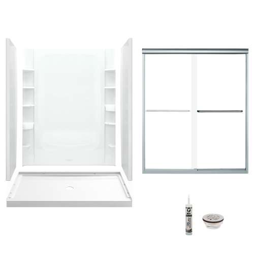 Store+ 60-in x 34-in Vikrell 5-Piece Shower Kit with Clear Door