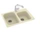33-in D x 22-in W x 9-in H Solid Surface Dual Mount Double Bowl Kitchen Sink with 1-Hole in Bone