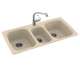 44-in D x 22-in W x 9.5-in H Solid Surface Dual Mount Triple Bowl Kitchen Sink with 1-Hole in Bermuda Sand