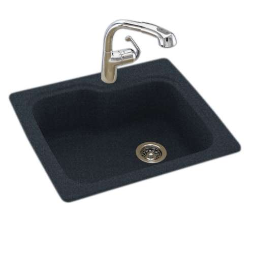 25-in D x 22-in W x 9.5-in H Solid Surface Dual Mount Single Bowl Kitchen Sink with 1-Hole
