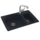 33-in D x 22-in W x 9.75-in H Solid Surface Dual Mount Double Bowl Kitchen Sink with 1-Hole in Black Galaxy