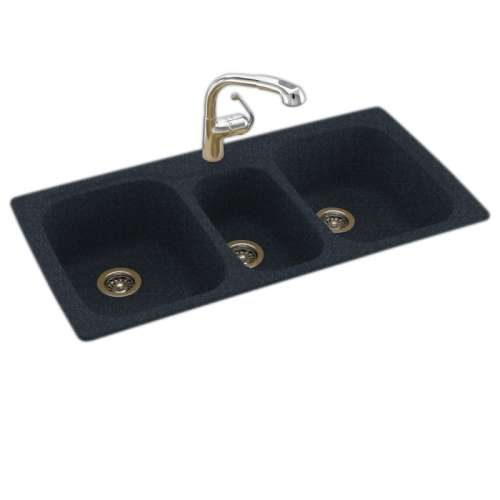 44-in D x 22-in W x 9.5-in H Solid Surface Dual Mount Triple Bowl Kitchen Sink with 1-Hole