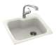 25-in D x 22-in W x 9.5-in H Solid Surface Dual Mount Single Bowl Kitchen Sink with 1-Hole in Bisque