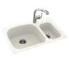 33-in D x 22-in W x 9.75-in H Solid Surface Dual Mount Double Bowl Kitchen Sink with 1-Hole in Bisque