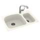 33-in D x 22-in W x 9.75-in H Solid Surface Dual Mount Double Bowl Kitchen Sink with 1-Hole in Bisque
