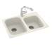33-in D x 22-in W x 9-in H Solid Surface Dual Mount Double Bowl Kitchen Sink with 1-Hole in Bisque
