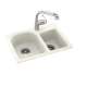 18-in D x 25-in W x 7.5-in H Solid Surface Dual Mount Double Bowl Kitchen Sink with 1-Hole in Bisque