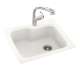 25-in D x 22-in W x 9.5-in H Solid Surface Dual Mount Single Bowl Kitchen Sink with 1-Hole in Tahiti Ivory