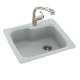 25-in D x 22-in W x 9.5-in H Solid Surface Dual Mount Single Bowl Kitchen Sink with 1-Hole in Tahiti Gray