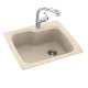 25-in D x 22-in W x 9.5-in H Solid Surface Dual Mount Single Bowl Kitchen Sink with 1-Hole in Tahiti Sand