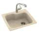 25-in D x 22-in W x 9.5-in H Solid Surface Dual Mount Single Bowl Kitchen Sink with 1-Hole in Tahiti Desert