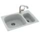 33-in D x 22-in W x 9.75-in H Solid Surface Dual Mount Double Bowl Kitchen Sink with 1-Hole in Tahiti Gray