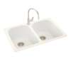33-in D x 22-in W x 10.5-in H Solid Surface Dual Mount Double Bowl Kitchen Sink with 1-Hole in Tahiti Ivory