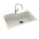 33-in D x 22-in W x 10.563-in H Solid Surface Dual Mount Single Bowl Kitchen Sink with 1-Hole in Bisque