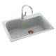 33-in D x 22-in W x 10.563-in H Solid Surface Dual Mount Single Bowl Kitchen Sink with 1-Hole in Tahiti Gray